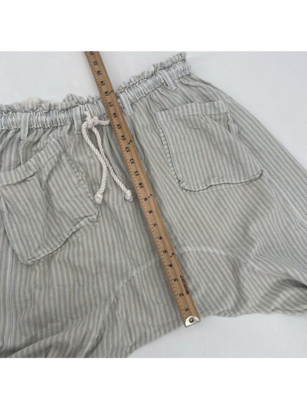 Free People Small Runyon Sky Blue Stripe Oversized Drawstring Harem Pants STAIN - Picture 6 of 16